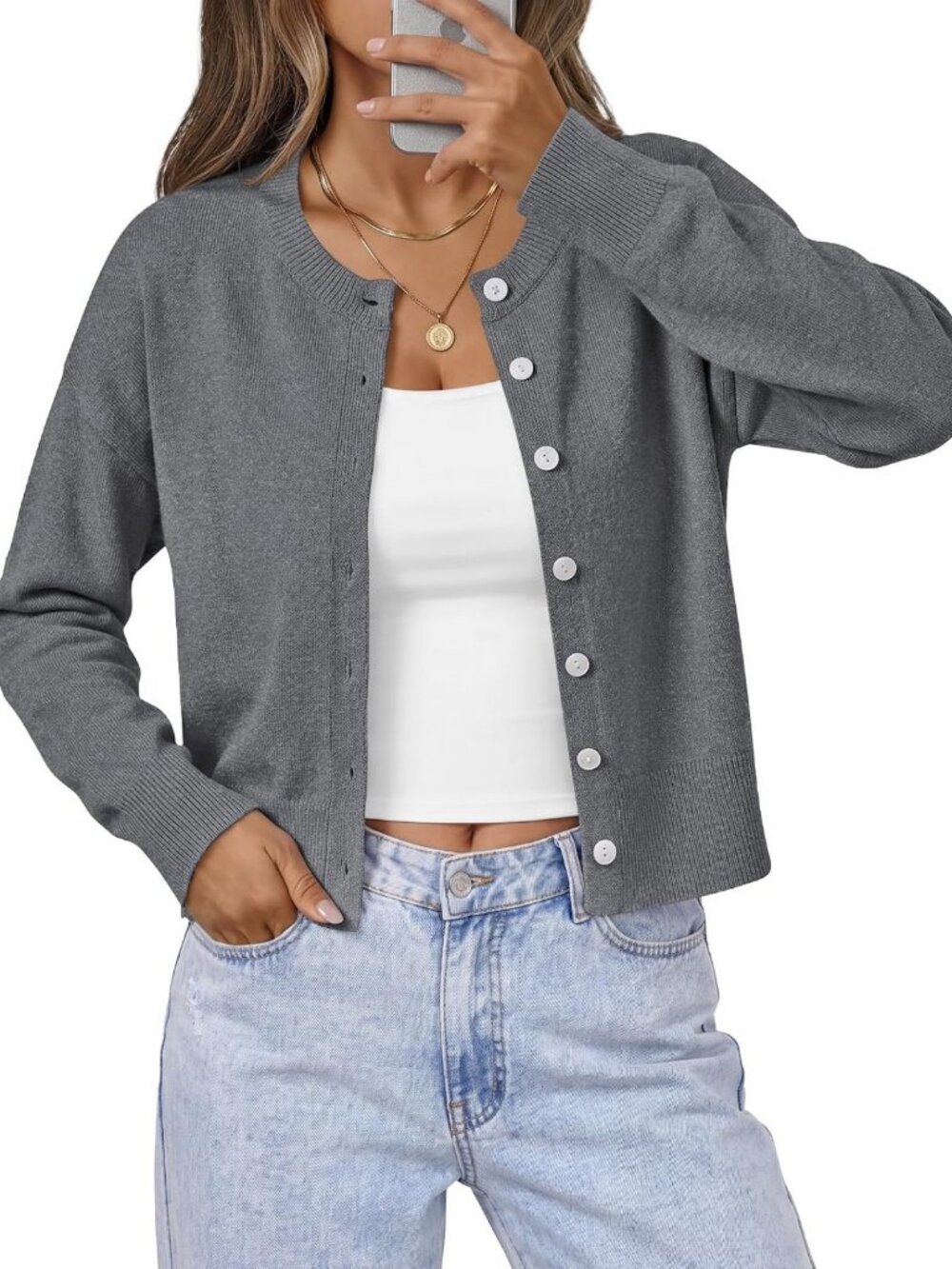 Lightweight Cropped Knit Cardigan for Women | Cozy Sweater for Layering